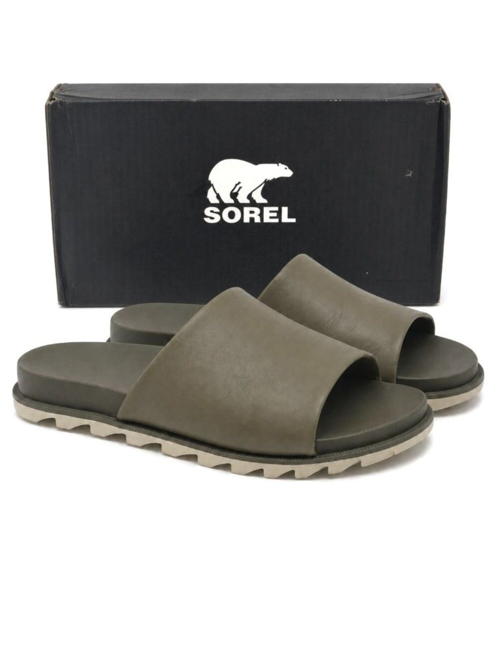 SOREL Roaming Decon Slide Sandals Women's 8.5 Olive Green Leather